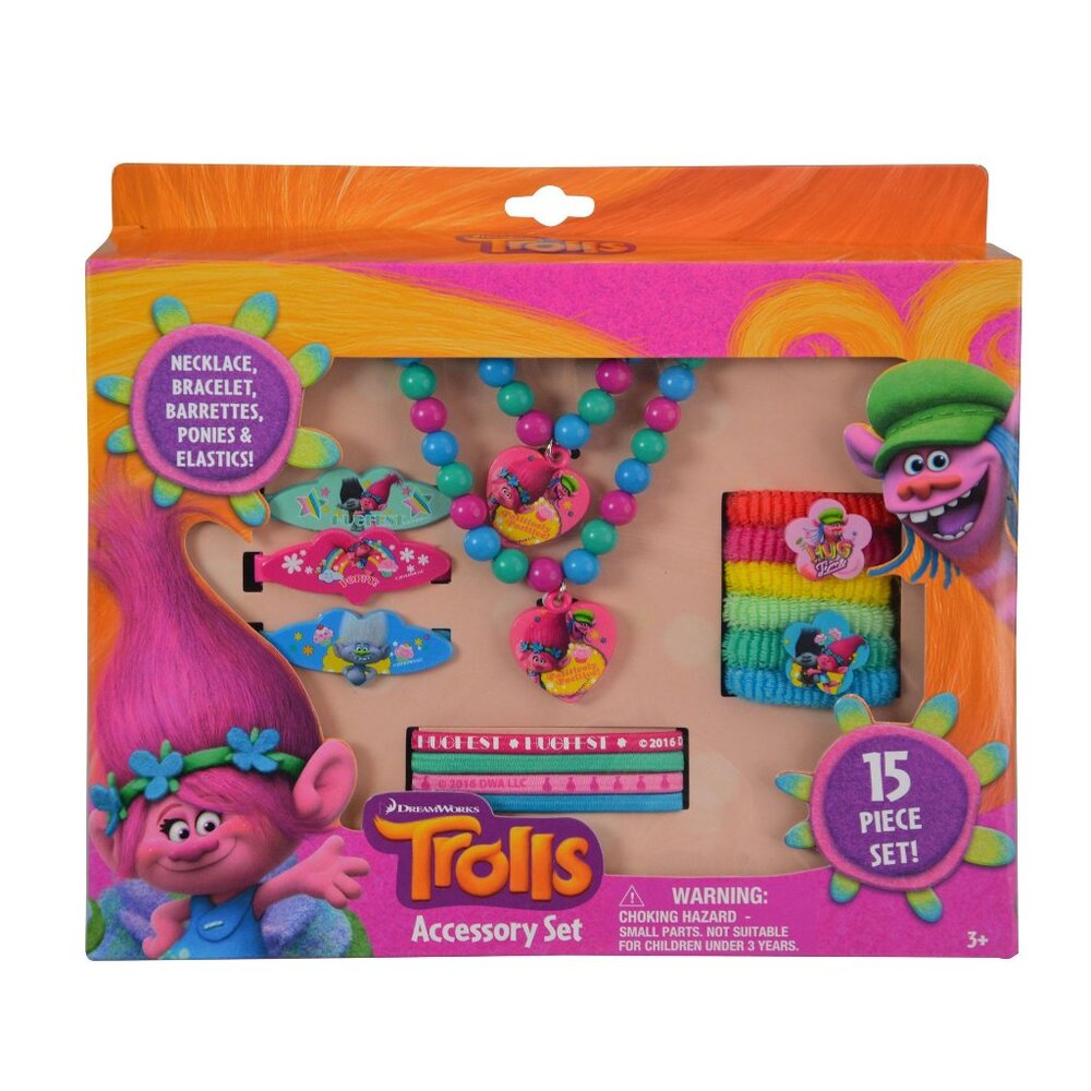 Trolls Poppy 15-Piece Hair Accessory Set Barrettes Bracelets Kids
